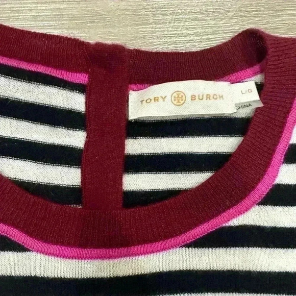 Tory Burch Iberia 💯% Cashmere Embellished Sweater size large - Picture 4 of 8